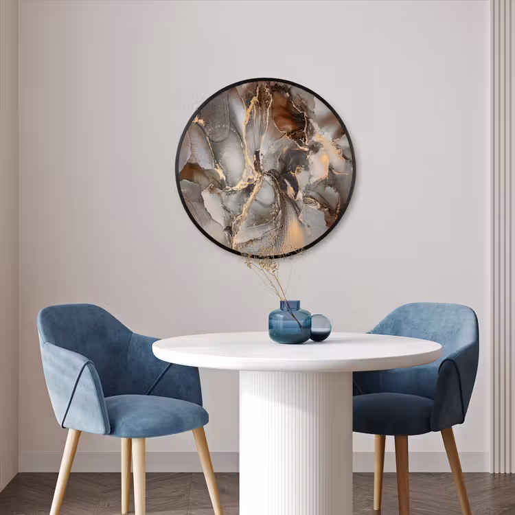 Ronde fotolijst - Grijs - Goud - Marmer - Marmerlook — 3