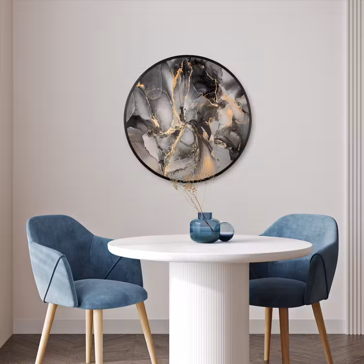 Ronde fotolijst - Grijs - Luxe - Goud - Marmer — 3