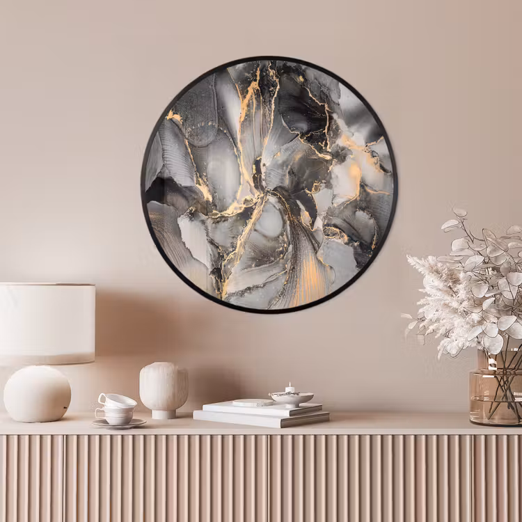 Ronde fotolijst - Grijs - Luxe - Goud - Marmer — 4