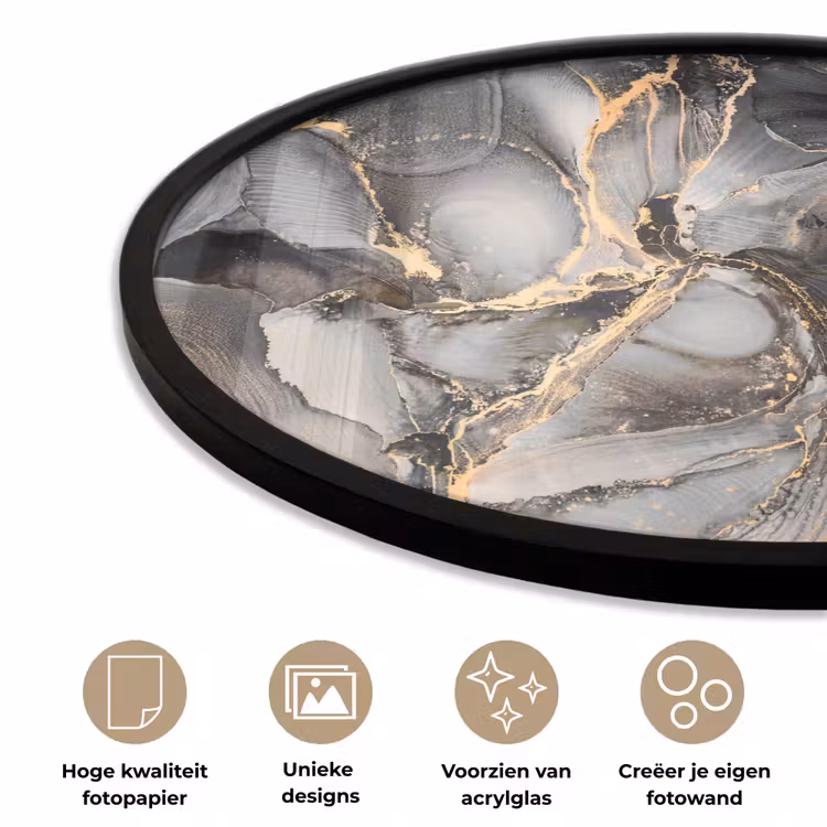 Ronde fotolijst - Grijs - Luxe - Goud - Marmer — 5