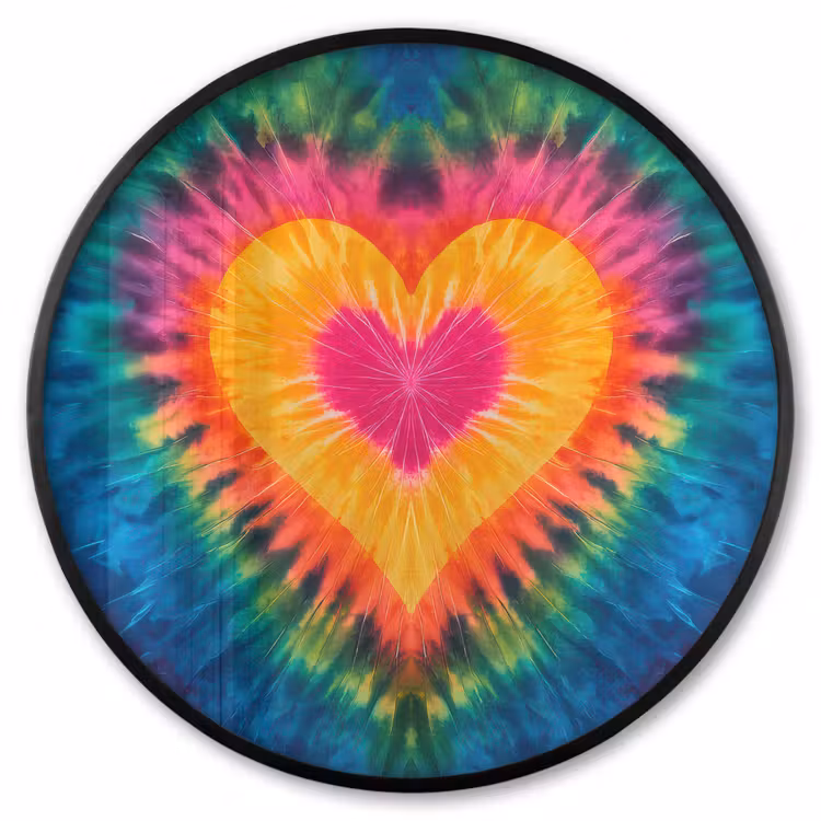Ronde fotolijst - Hart - Tie Dye - Kleurrijk — 1