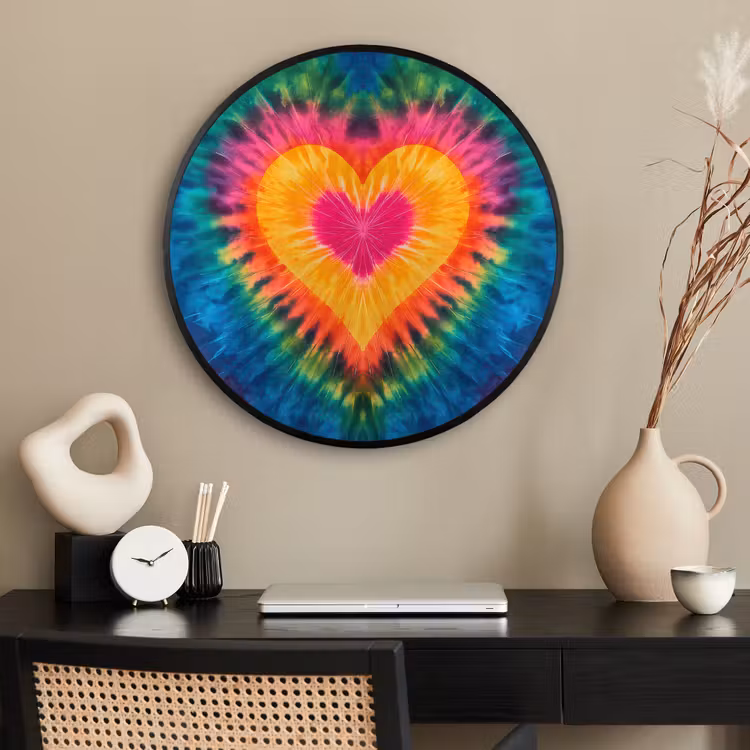 Ronde fotolijst - Hart - Tie Dye - Kleurrijk — 2