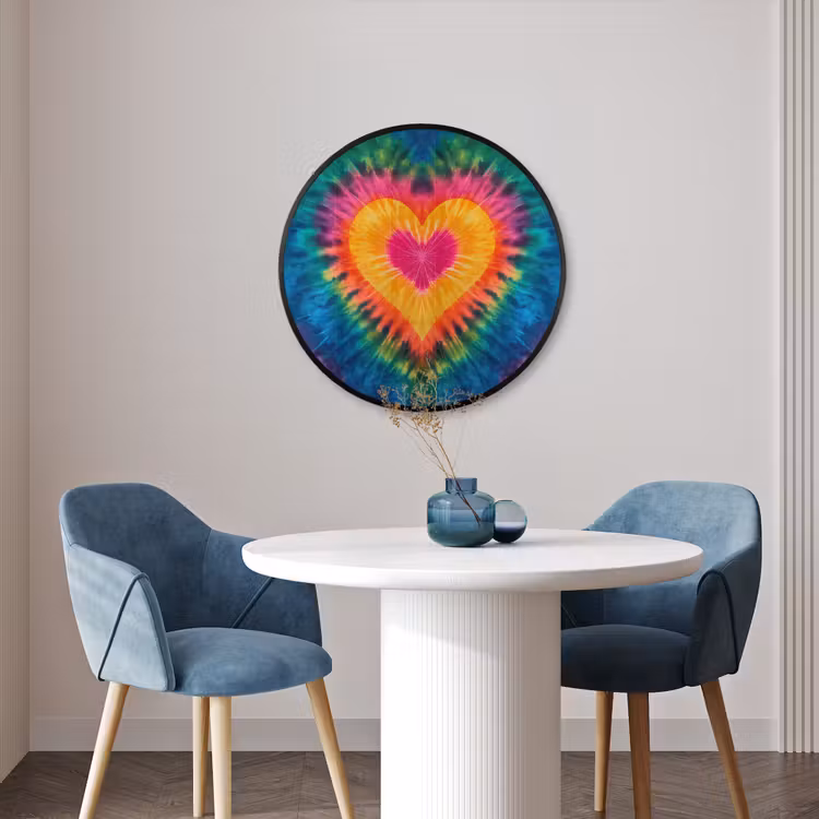 Ronde fotolijst - Hart - Tie Dye - Kleurrijk — 3
