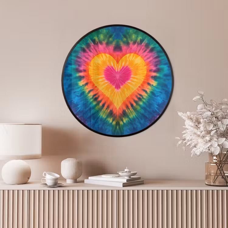 Ronde fotolijst - Hart - Tie Dye - Kleurrijk — 4