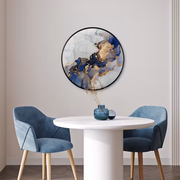 Ronde fotolijst - Marmer - Blauw - Goud — 3