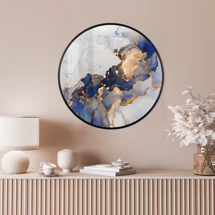Ronde fotolijst - Marmer - Blauw - Goud — 4