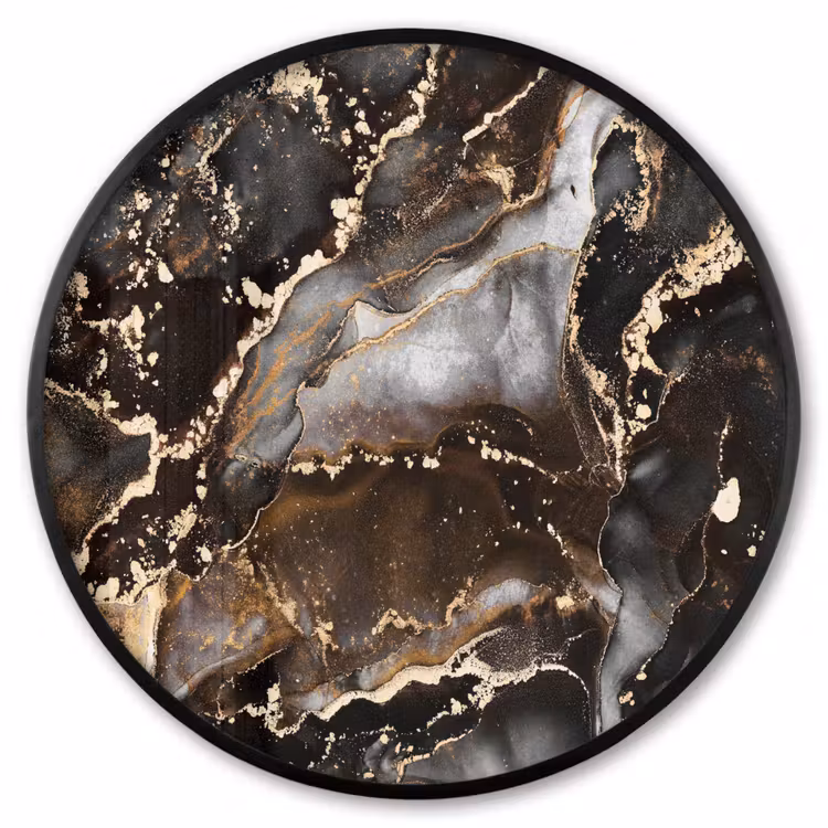 Ronde fotolijst - Marmer - Goud - Glitter - Luxe — 1