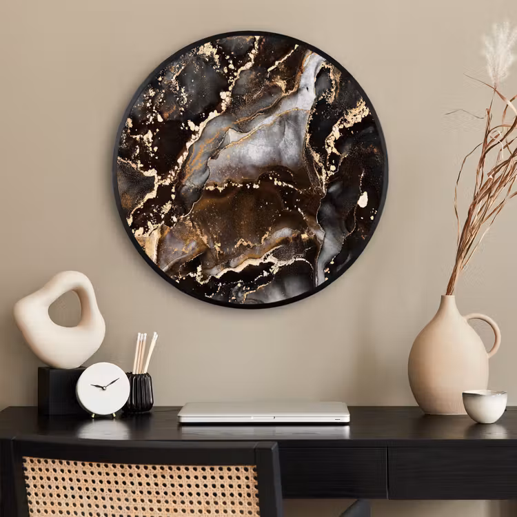 Ronde fotolijst - Marmer - Goud - Glitter - Luxe — 2