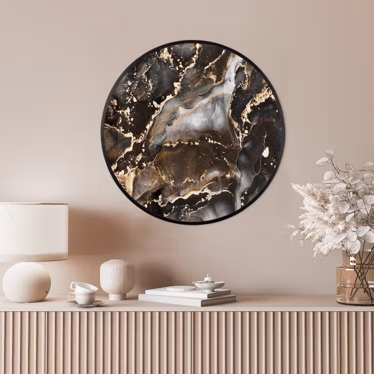 Ronde fotolijst - Marmer - Goud - Glitter - Luxe — 4