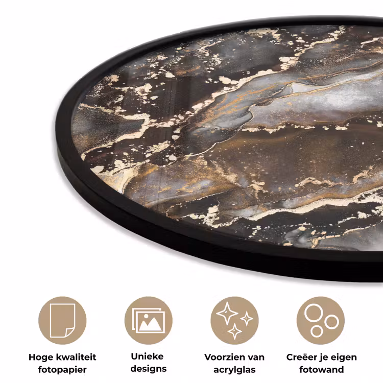 Ronde fotolijst - Marmer - Goud - Glitter - Luxe — 5
