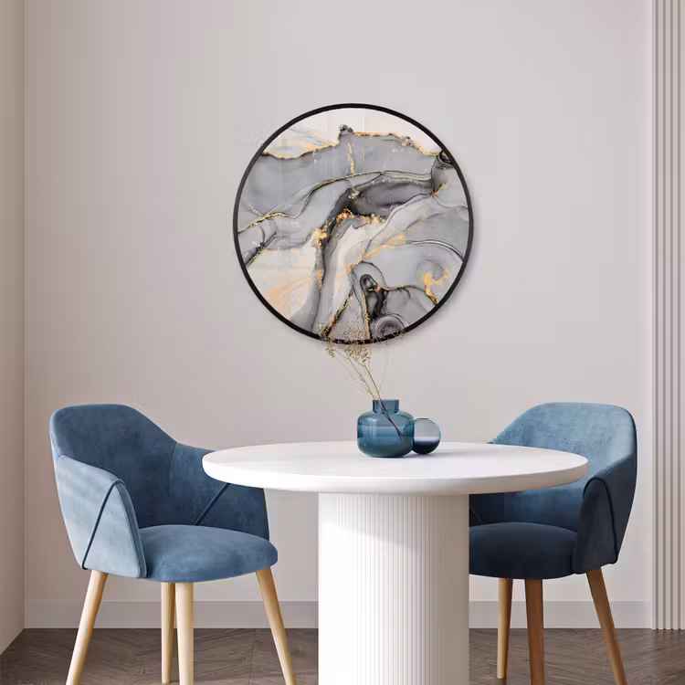Ronde fotolijst - Marmer - Goud - Grijs — 3