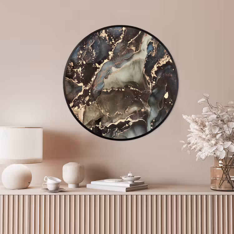 Ronde fotolijst - Marmer - Goud - Groen — 4