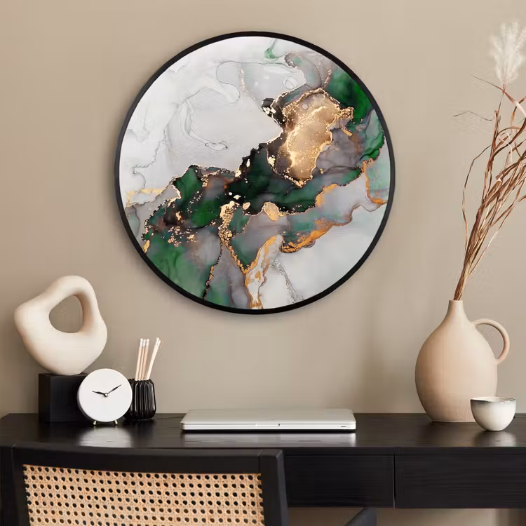 Ronde fotolijst - Marmer - Goud - Groen - Luxe — 2