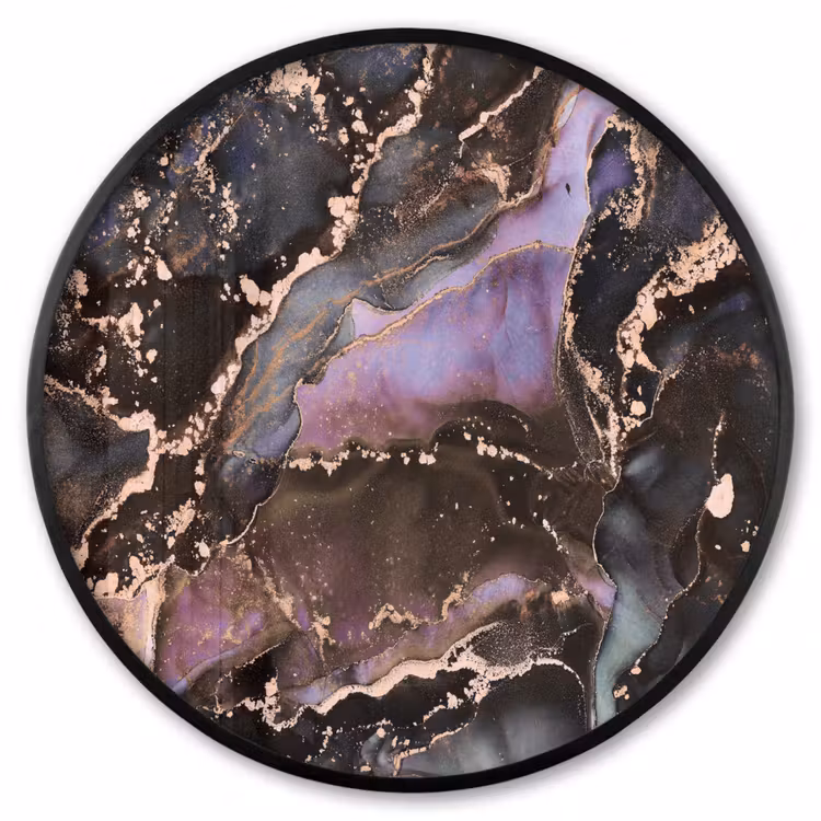 Ronde fotolijst - Marmer - Goud - Roze — 1