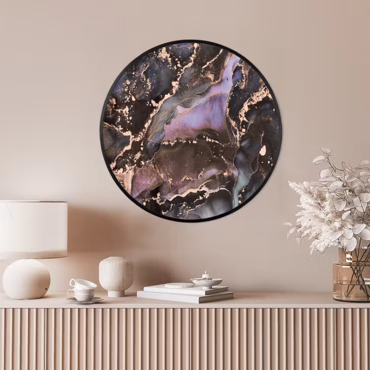 Ronde fotolijst - Marmer - Goud - Roze — 4