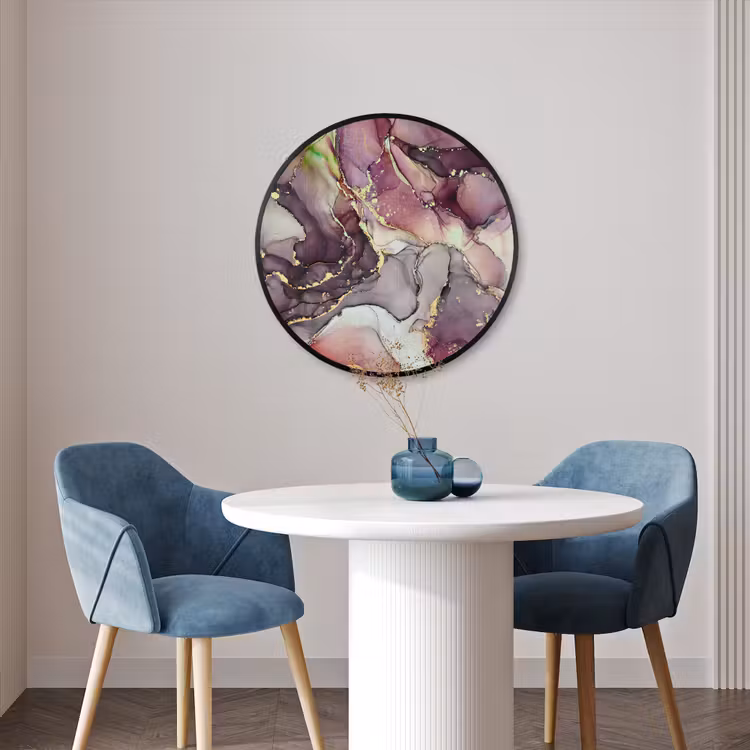 Ronde fotolijst - Marmer - Rood - Paars - Goud — 3