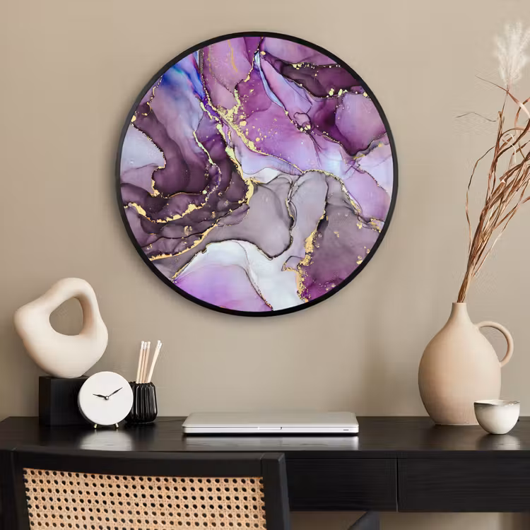 Ronde fotolijst - Marmer - Roze - Paars - Gold — 2