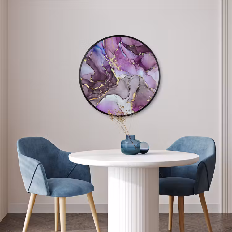 Ronde fotolijst - Marmer - Roze - Paars - Gold — 3