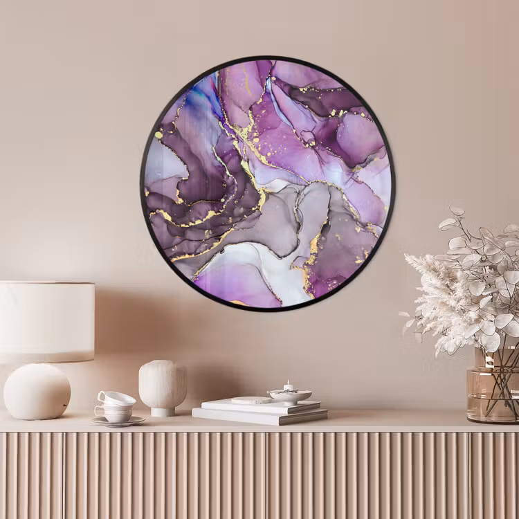 Ronde fotolijst - Marmer - Roze - Paars - Gold — 4