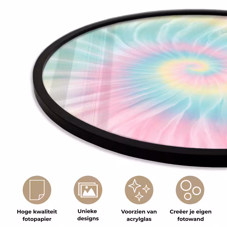 Ronde fotolijst - Pasteltinten - Tie dye - Roze — 5
