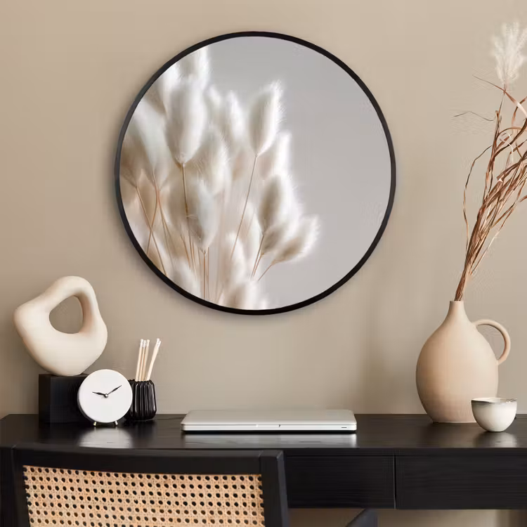 Ronde fotolijst - Pluimen - Beige - Minimalistisch — 2