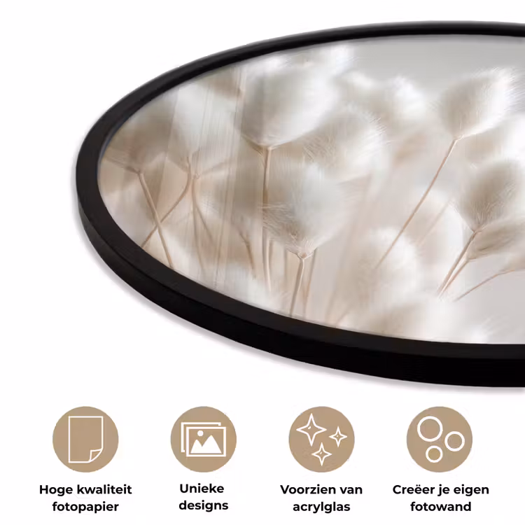 Ronde fotolijst - Pluimen - Beige - Minimalistisch — 5
