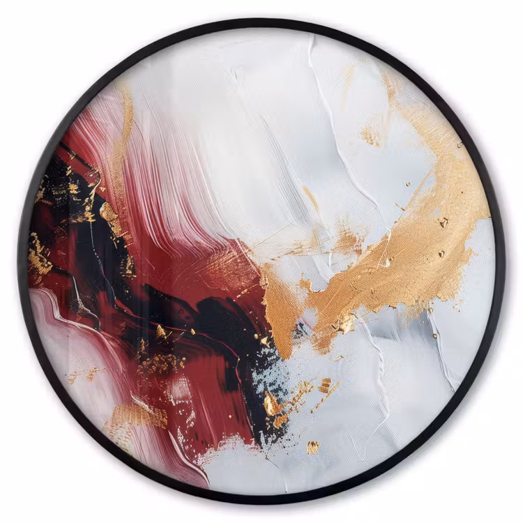 Ronde fotolijst - Rood - Abstract - Goud - Modern — 1