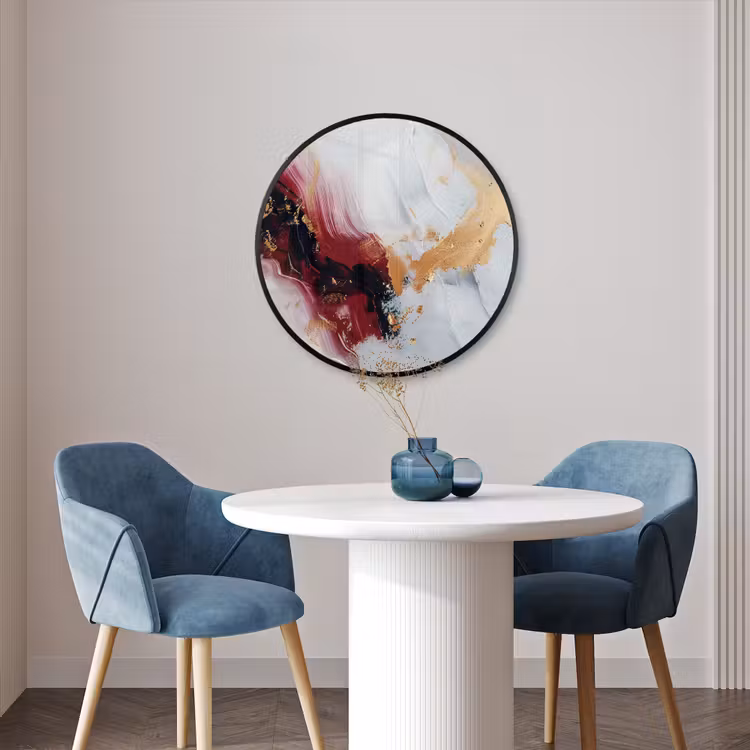 Ronde fotolijst - Rood - Abstract - Goud - Modern — 3