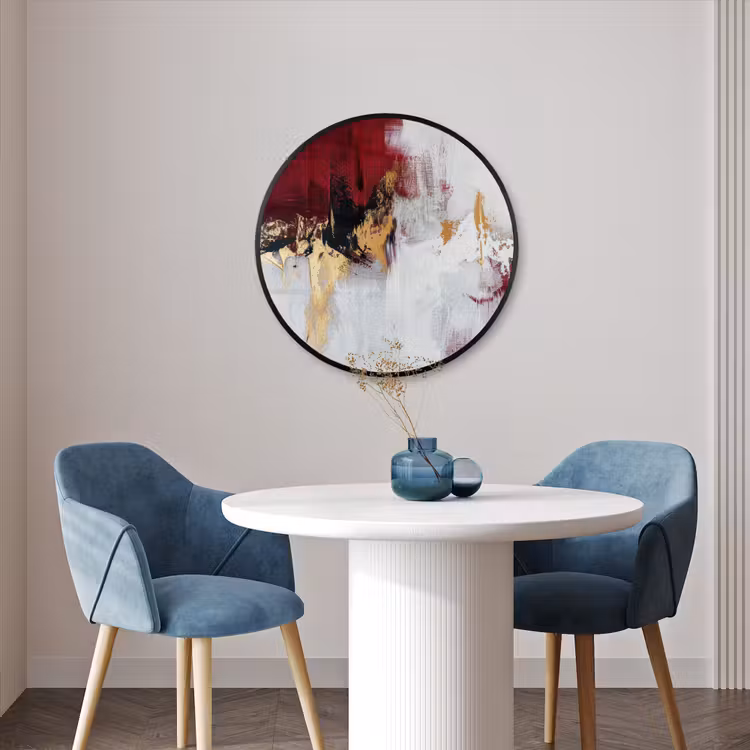 Ronde fotolijst - Rood - Marmer - Abstract - Goud - Modern — 3