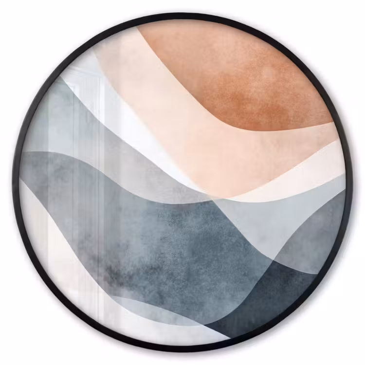 Ronde fotolijst - Abstract - Golven - Blauw — 1