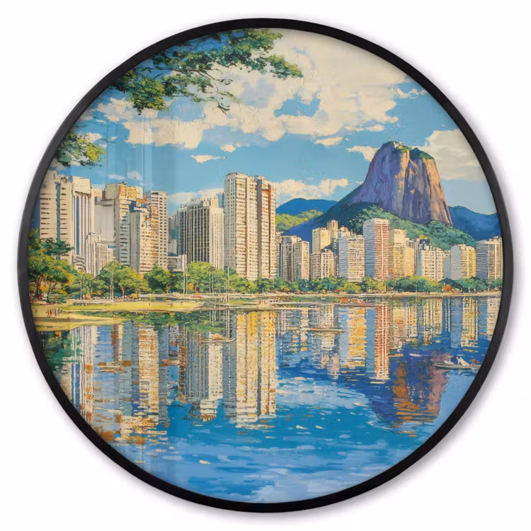 Ronde fotolijst - Berg - Skyline - Strand - Water — 1