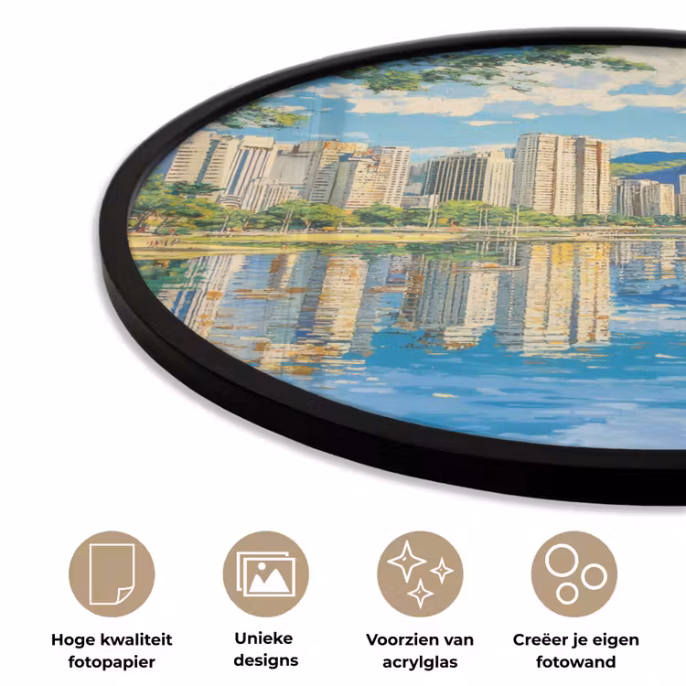 Ronde fotolijst - Berg - Skyline - Strand - Water — 5