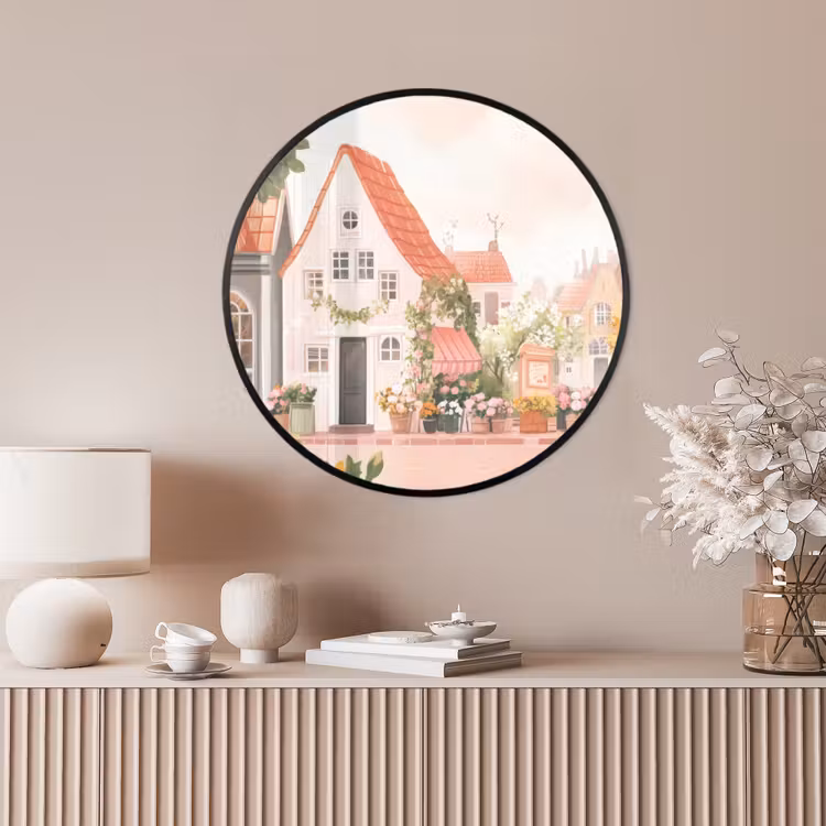 Ronde fotolijst - Bloemen - Huizen - Dorp — 4