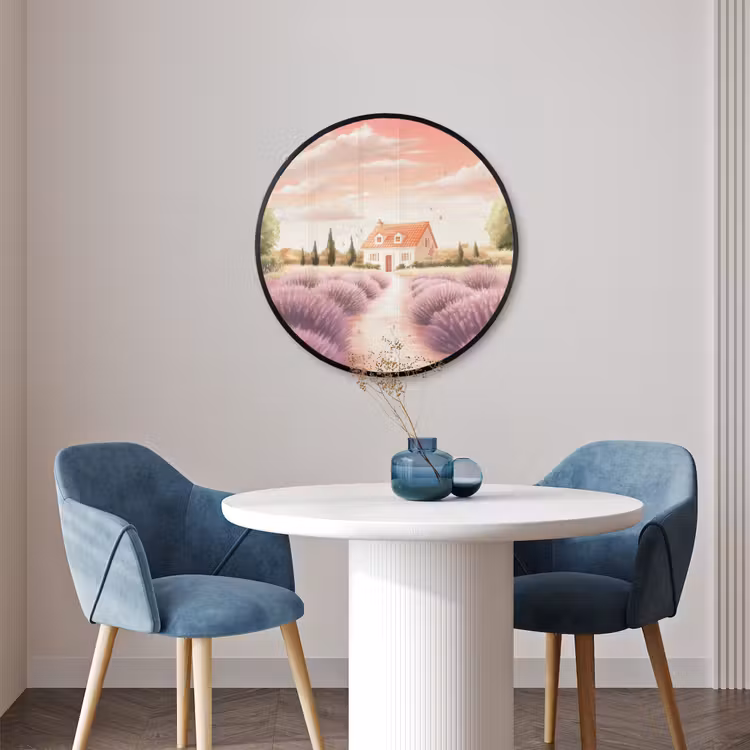 Ronde fotolijst - Lavendelveld - Huis - Paars — 3