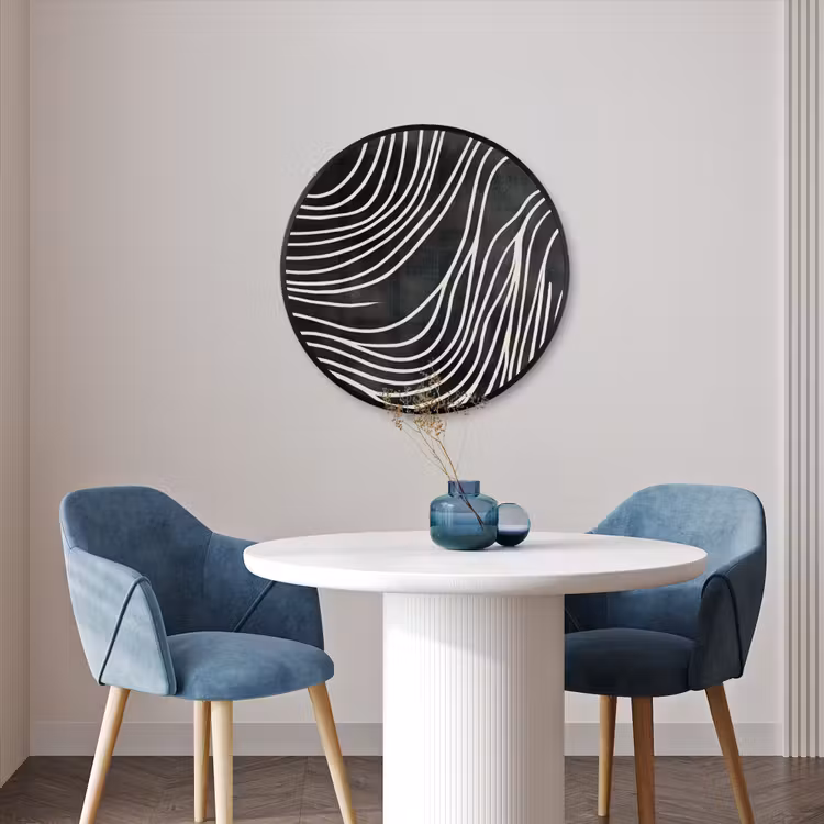 Ronde fotolijst - Lijnen - Patroon - Abstract - Wit — 3