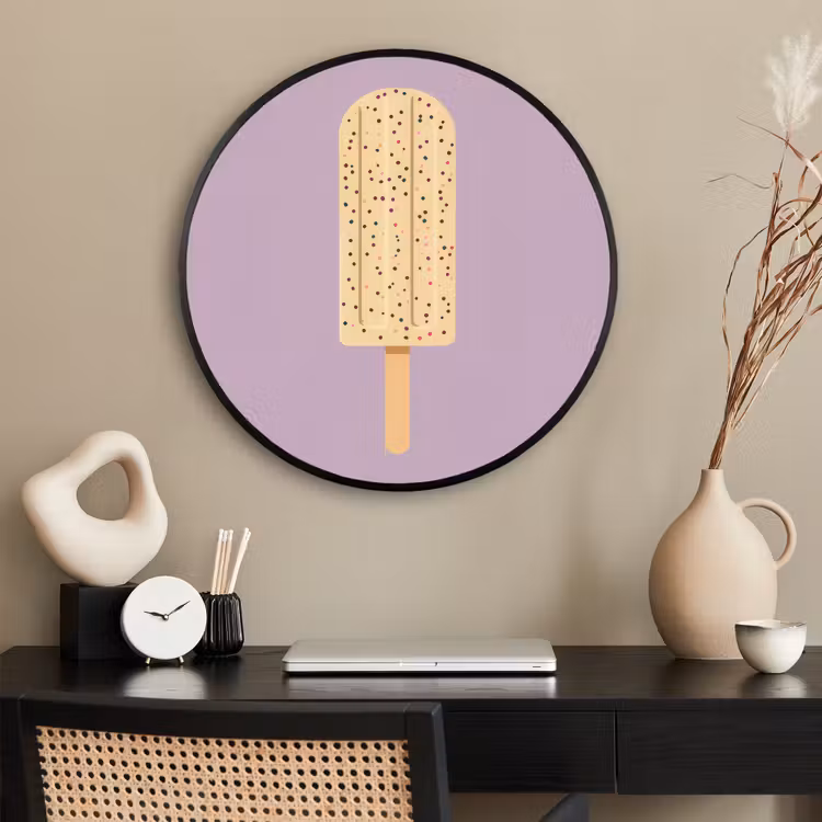 Ronde fotolijst - Beige - Ijsje - Spikkels — 2
