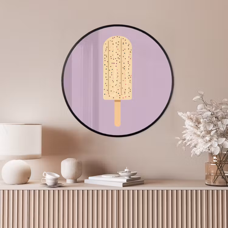 Ronde fotolijst - Beige - Ijsje - Spikkels — 4