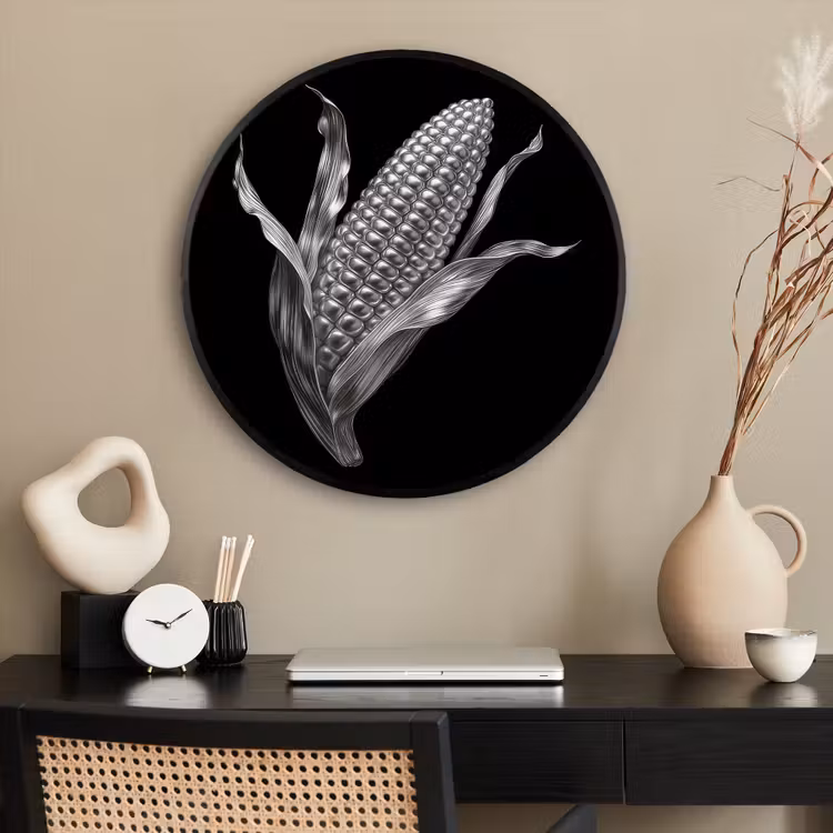 Ronde fotolijst - Maïskolf - Glanzend metaal - Elegant — 2