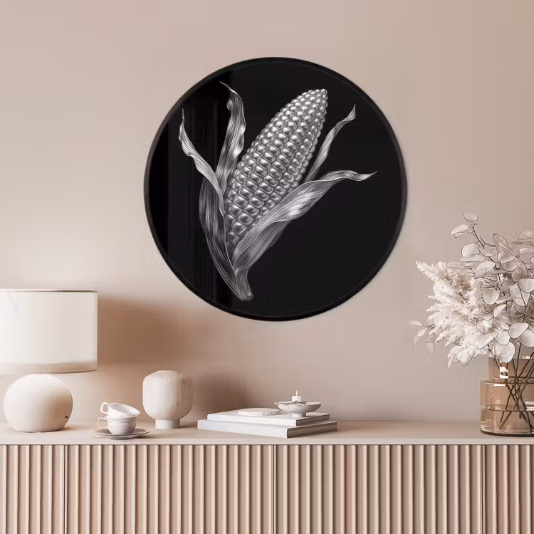 Ronde fotolijst - Maïskolf - Glanzend metaal - Elegant — 4