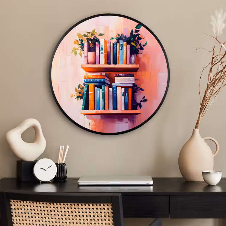 Ronde fotolijst - Planken - Boeken - Bladeren — 2