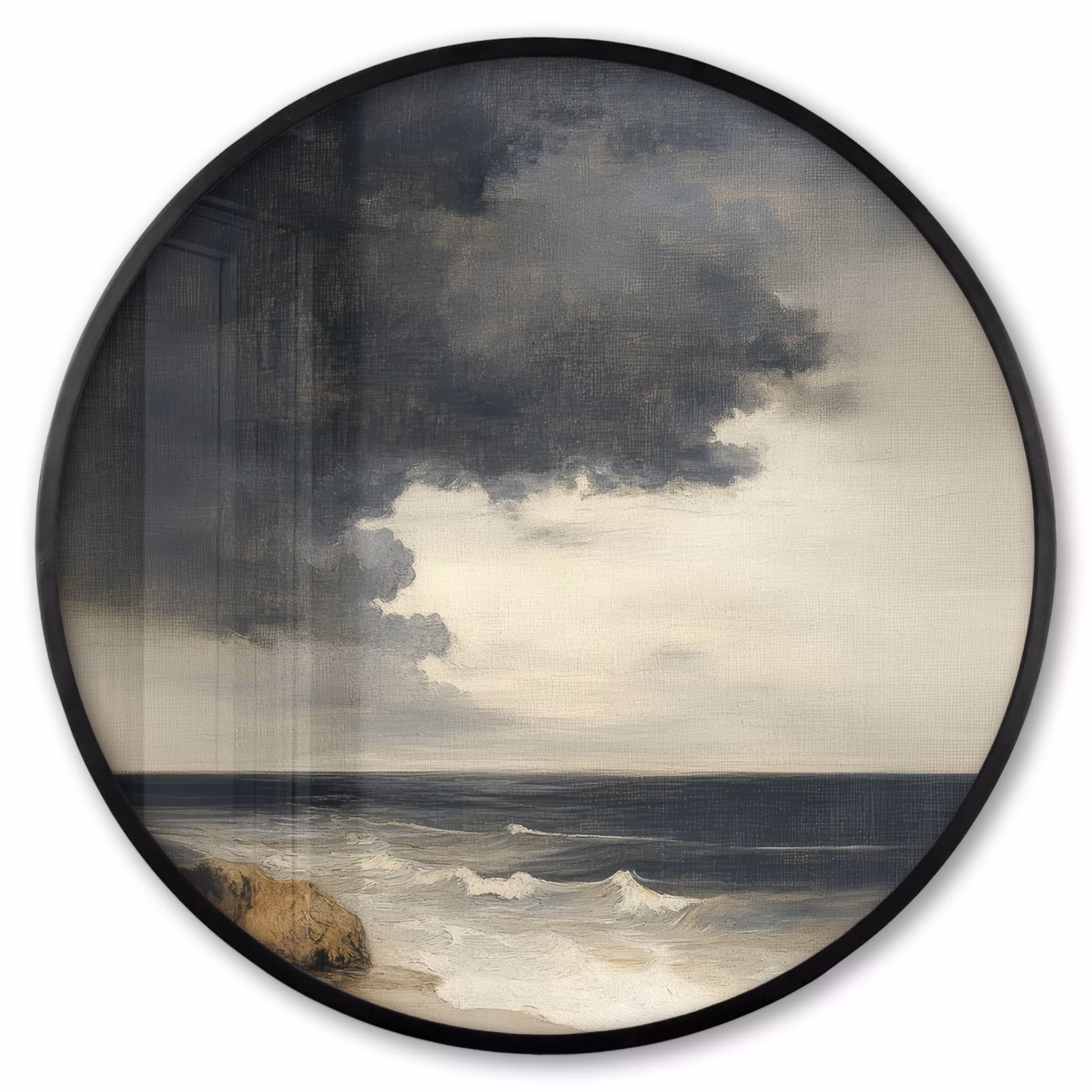 Ronde fotolijst - Kust - Golven - Rots - Storm — 1