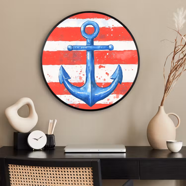Ronde fotolijst - Anker - Verfspatten - Rood - Blauw — 2