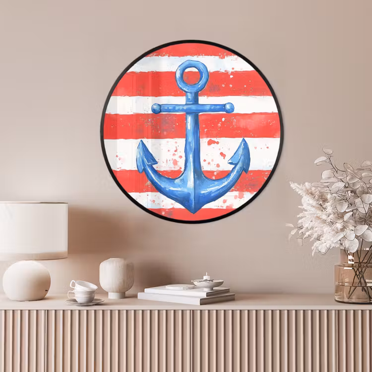 Ronde fotolijst - Anker - Verfspatten - Rood - Blauw — 4