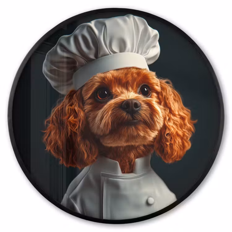 Ronde fotolijst - Bruin - Kok - Hondje — 1