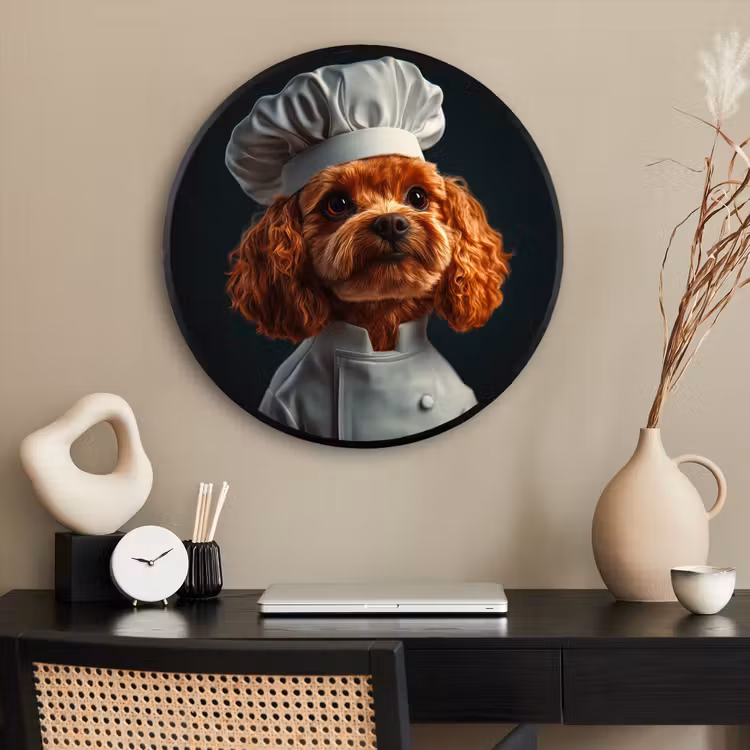 Ronde fotolijst - Bruin - Kok - Hondje — 2