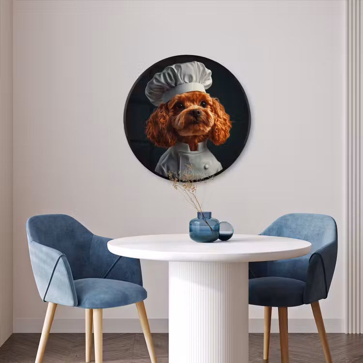 Ronde fotolijst - Bruin - Kok - Hondje — 3
