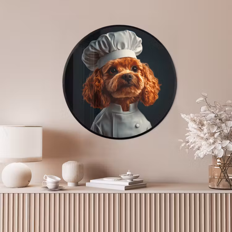 Ronde fotolijst - Bruin - Kok - Hondje — 4