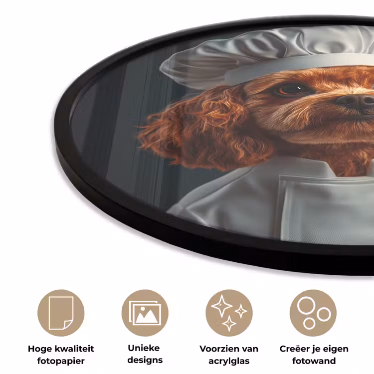 Ronde fotolijst - Bruin - Kok - Hondje — 5