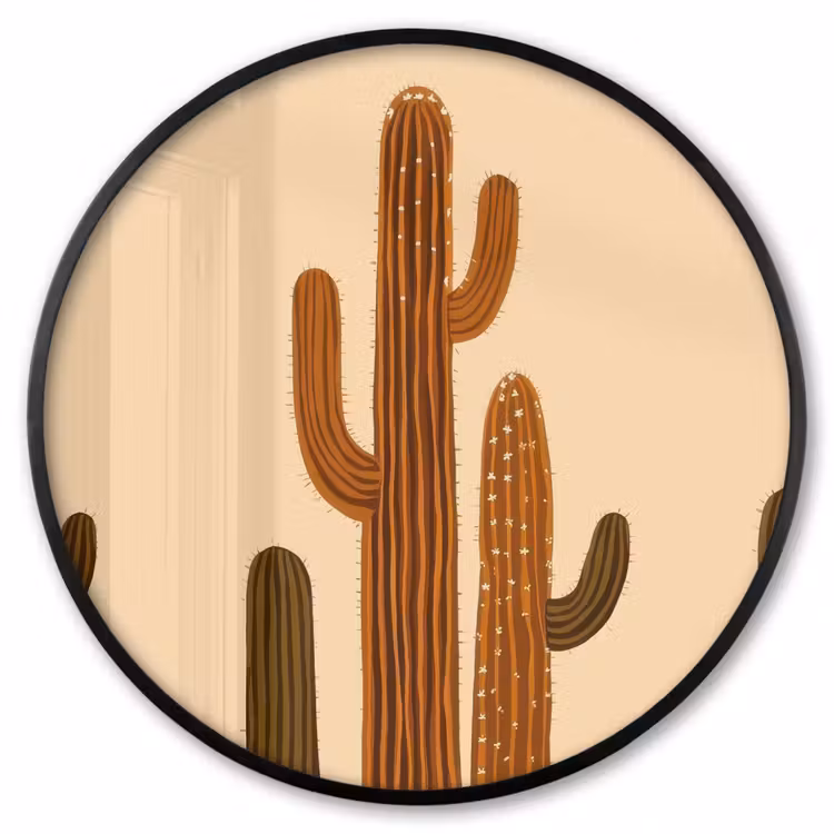 Ronde fotolijst - Cactus - Woestijn - Zand - Bruin — 1