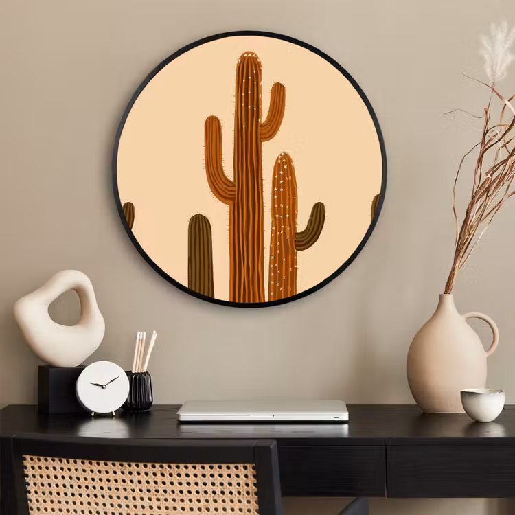 Ronde fotolijst - Cactus - Woestijn - Zand - Bruin — 2
